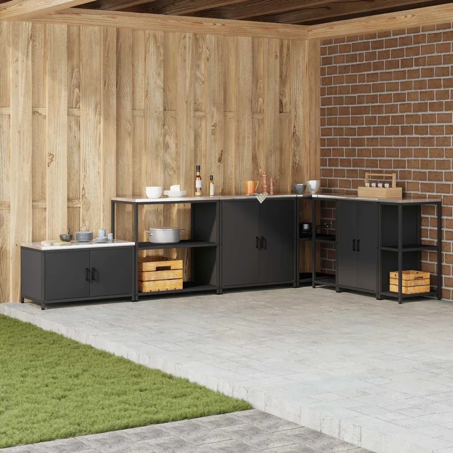 Rangement de cuisine HATTEM Noir 90 x 50 x 92 cm Acier