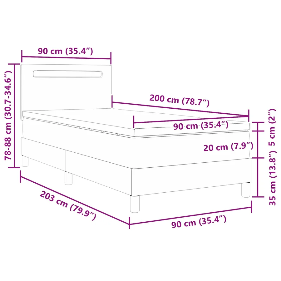 Lit à ressorts avec matelas Noir 90 x 200 cm Simili cuir - 13