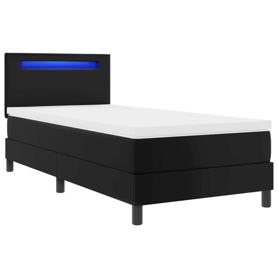 Lit à ressorts avec matelas Noir 90 x 200 cm Simili cuir - 5