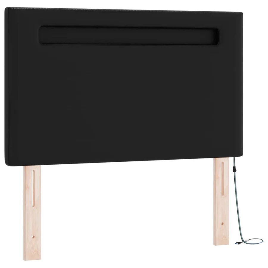 Lit à ressorts avec matelas Noir 90 x 200 cm Simili cuir - 6