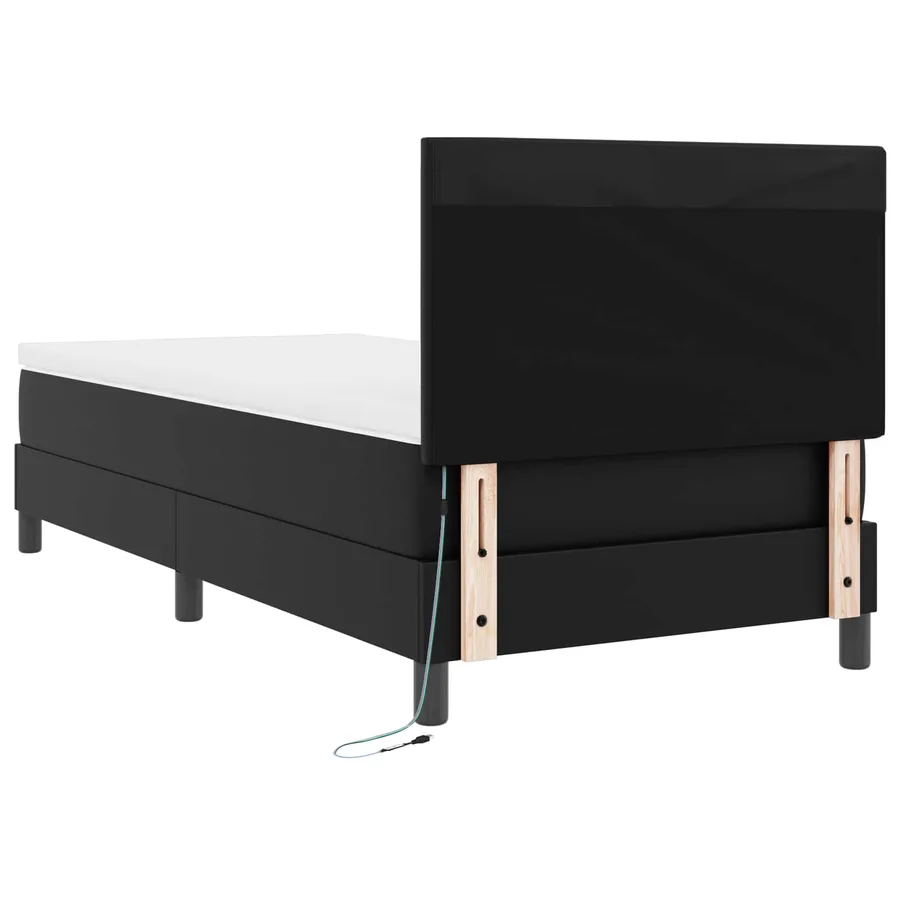Lit à ressorts avec matelas Noir 90 x 200 cm Simili cuir - 8