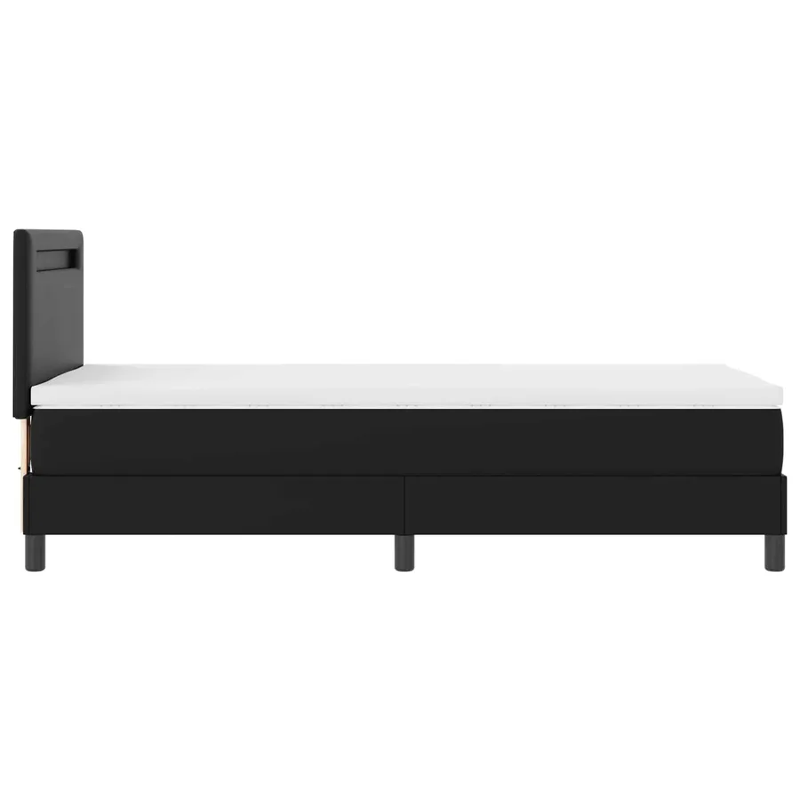 Lit à ressorts avec matelas Noir 90 x 200 cm Simili cuir - 9