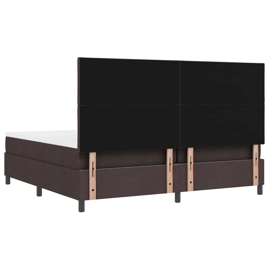 Lit à ressorts avec matelas Marron foncé 200 x 200 cm tissu - 6