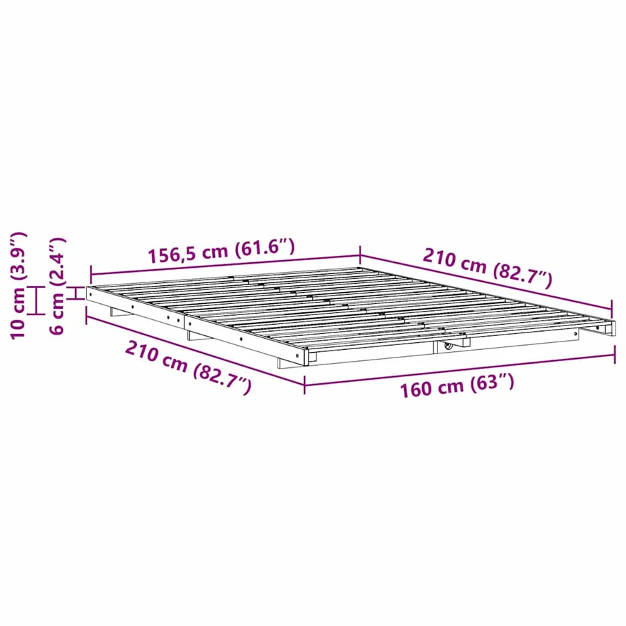 Cadre de lit Marron 160 x 210 cm Pin massif - 8