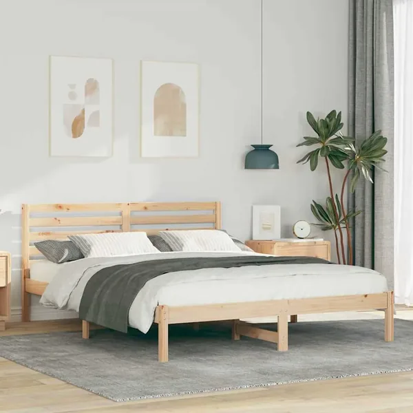 Cadre de lit avec tête de lit Marron 150 x 200 cm Pin massif