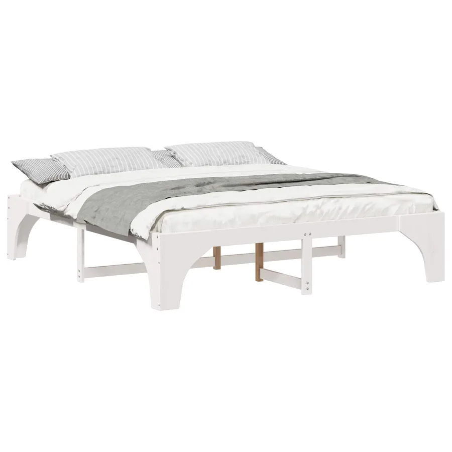 Cadre de lit Blanc 200 x 200 cm Pin massif - 2