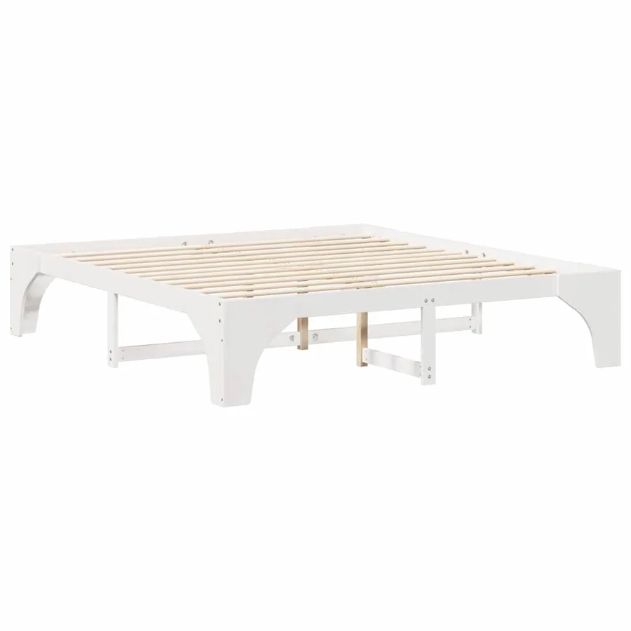 Cadre de lit Blanc 200 x 200 cm Pin massif - 7