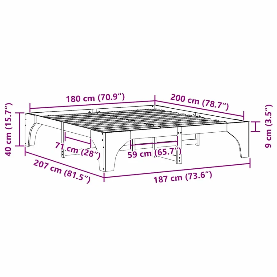 Cadre de lit Marron 180 x 200 cm Pin massif - 10