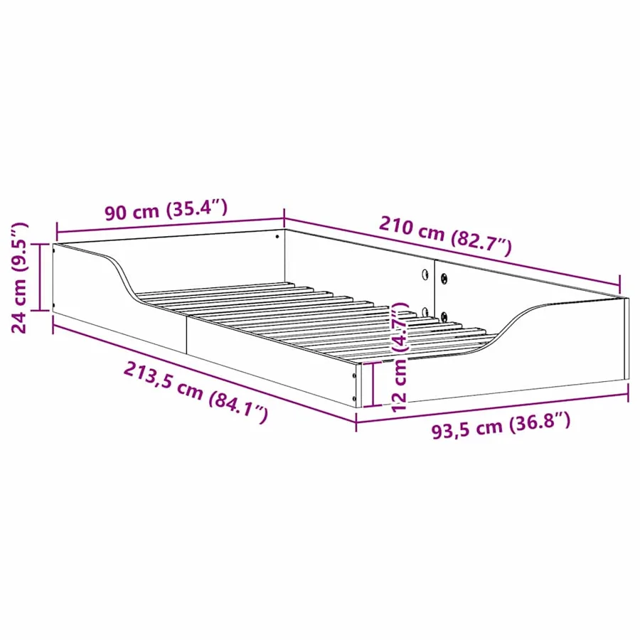 Cadre de lit Marron 90 x 210 cm Pin massif - 10