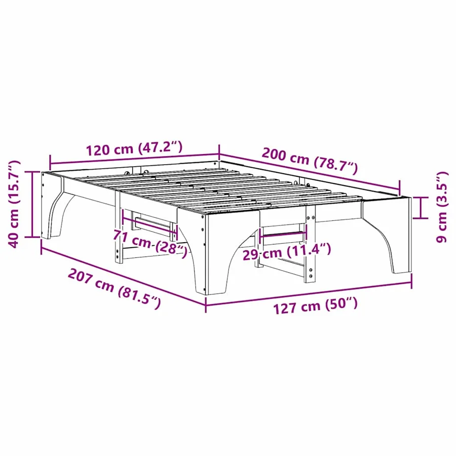 Cadre de lit Marron 120 x 200 cm Pin massif - 10