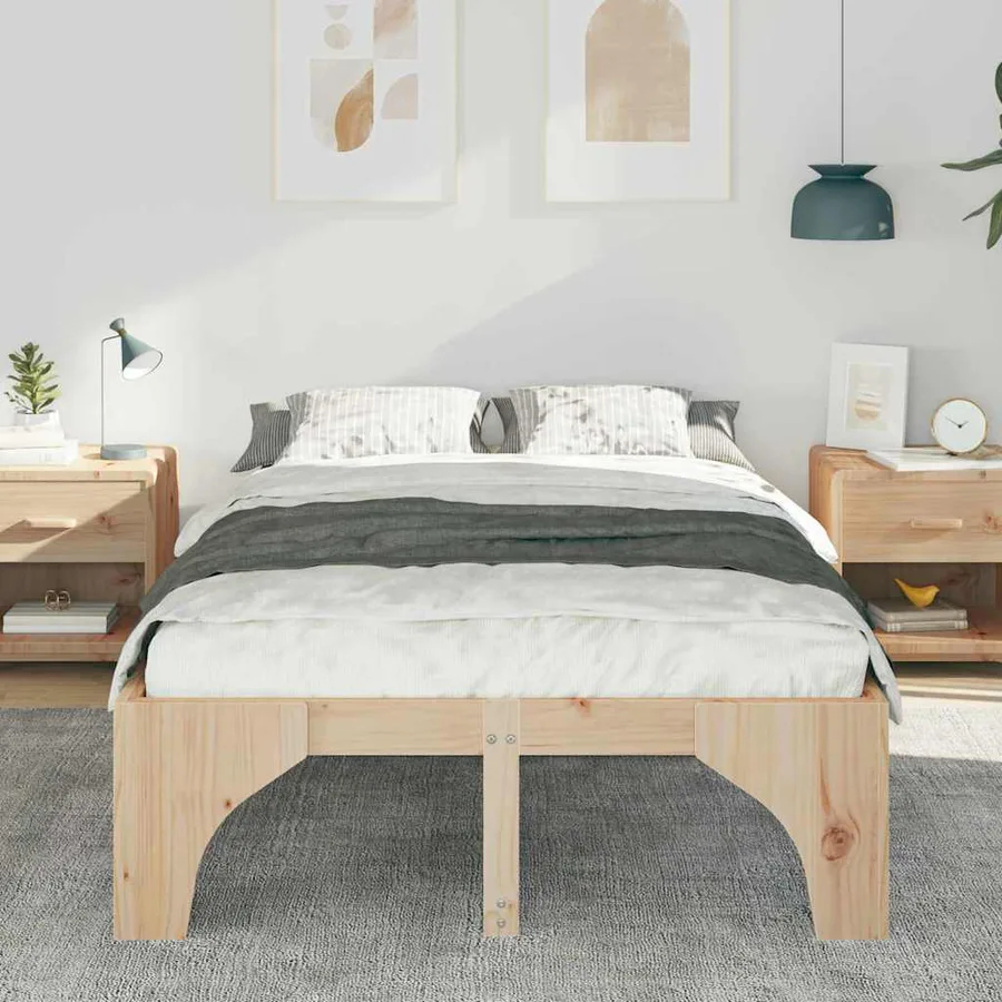 Cadre de lit Marron 120 x 200 cm Pin massif - 3