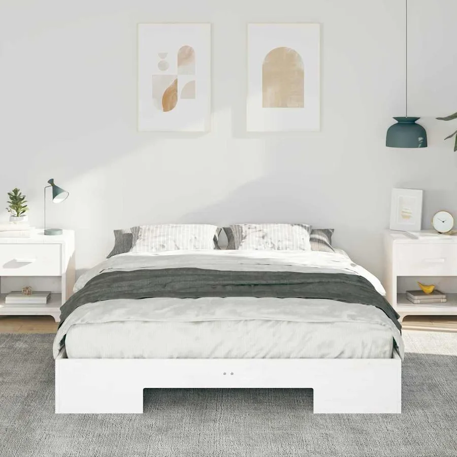 Cadre de lit Blanc 140 x 200 cm - 3