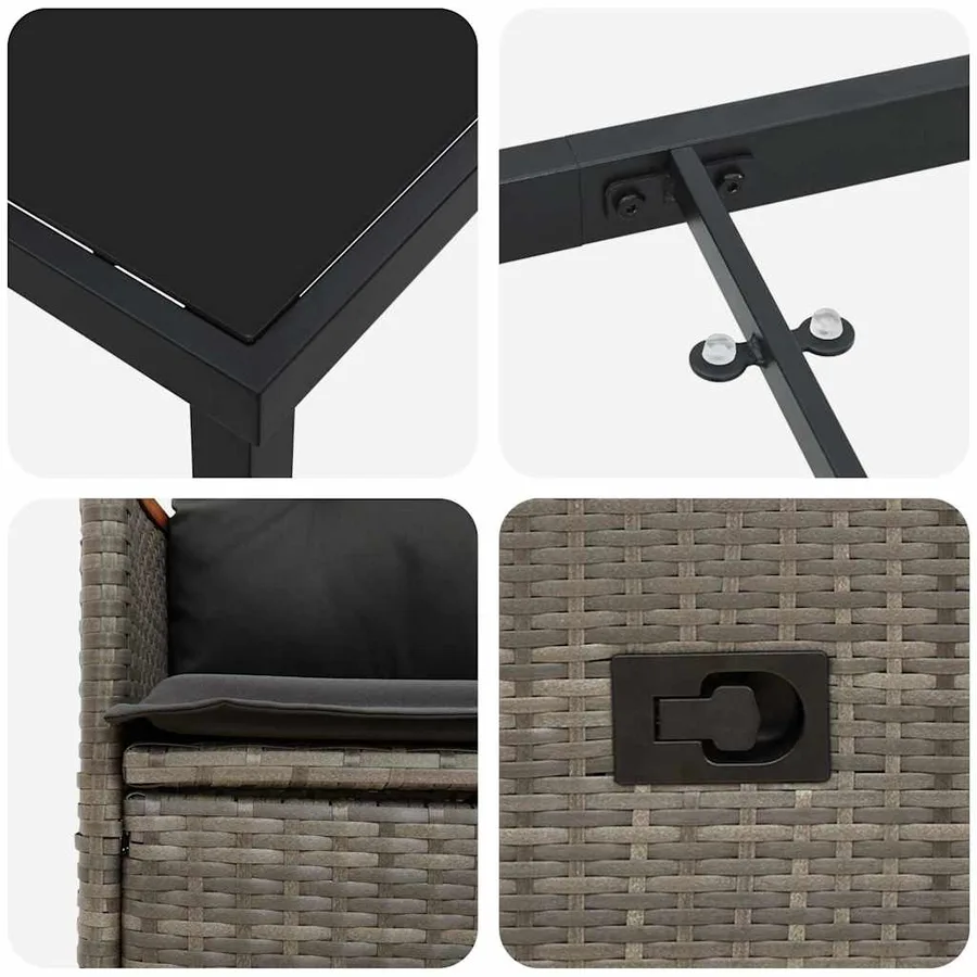 Ensemble de salle à manger pour jardin 5 pcs Gris polyrotin - 9