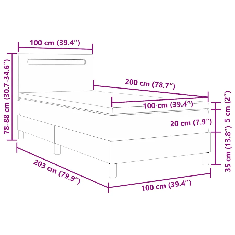 Lit à ressorts avec matelas Cappuccino 100 x 200 cm Simili cuir - 13