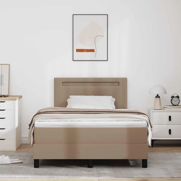 Lit à ressorts avec matelas Cappuccino 120 x 200 cm Simili cuir