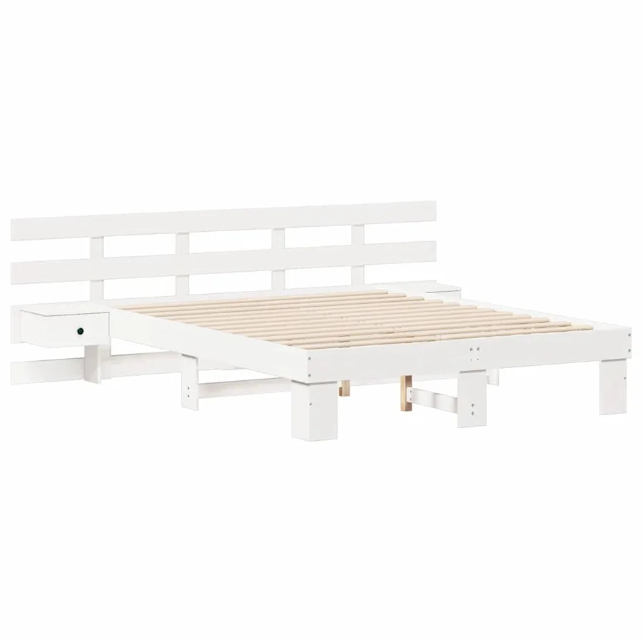 Cadre de lit avec tête de lit Blanc 140 x 200 cm Pin massif - 4