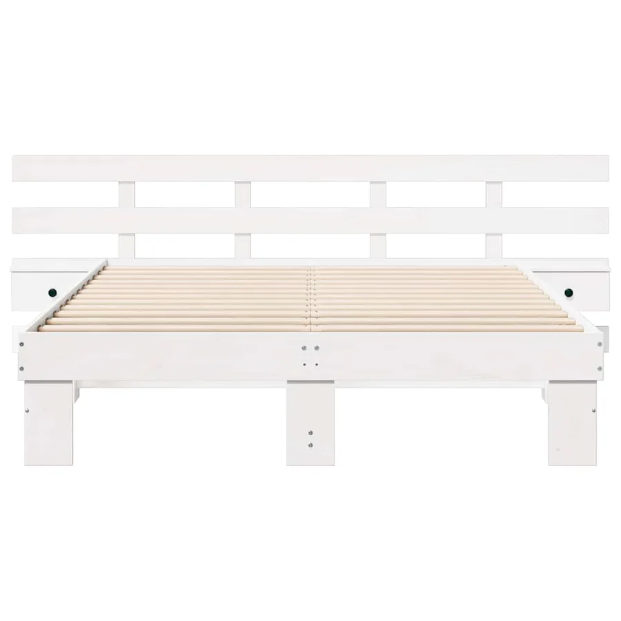 Cadre de lit avec tête de lit Blanc 140 x 200 cm Pin massif - 5