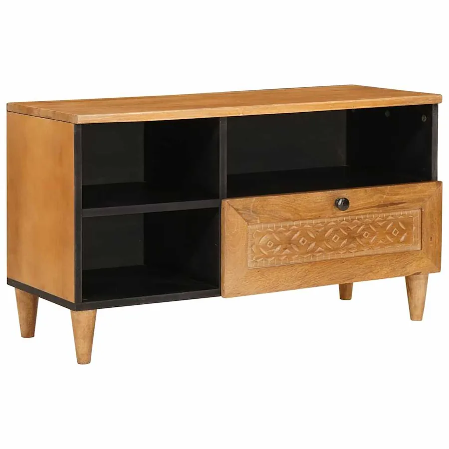 Meuble TV avec tiroir 80 x 33 x 46 cm Bois de mangue massif