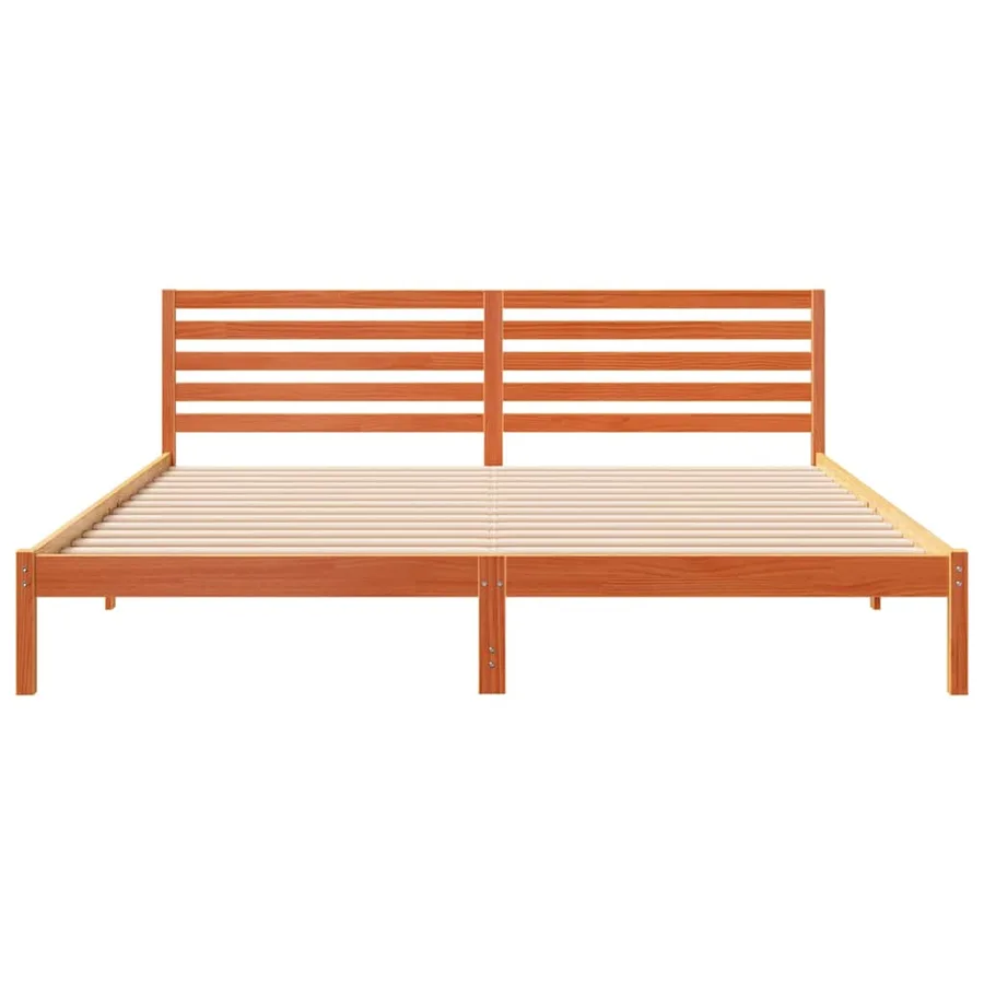 Cadre de lit avec tête de lit Brun cire 200 x 220 cm Pin massif - 5