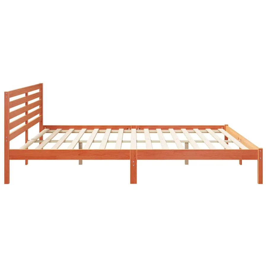 Cadre de lit avec tête de lit Brun cire 200 x 220 cm Pin massif - 6