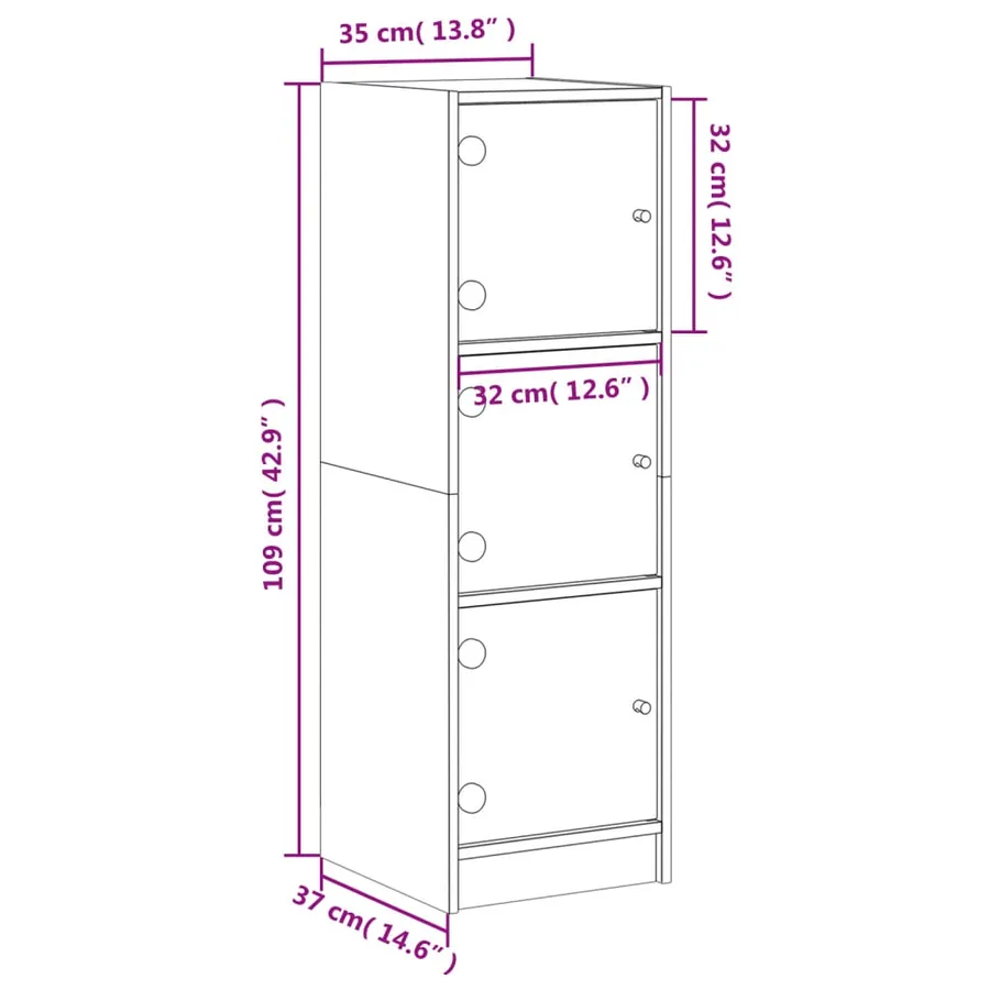 Buffet avec portes en verre chêne sonoma 35x37x109 cm - 11