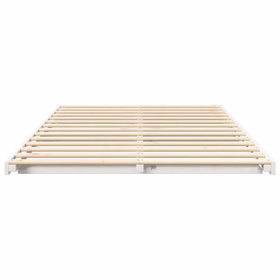 Cadre de lit Blanc 120 x 190 cm Pin massif - 5