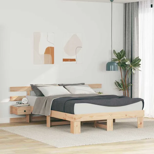 Cadre de lit avec tête de lit Marron 160 x 200 cm Pin massif