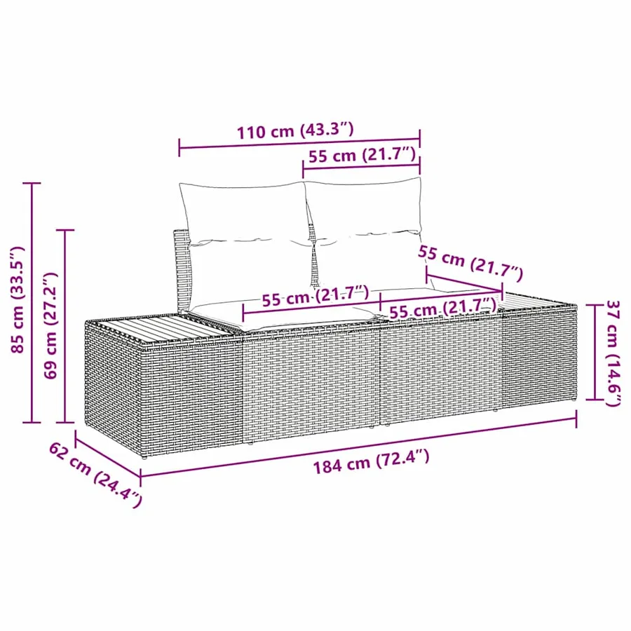 Ensemble de canapé de jardin avec coussin Gris polyrotin - 16