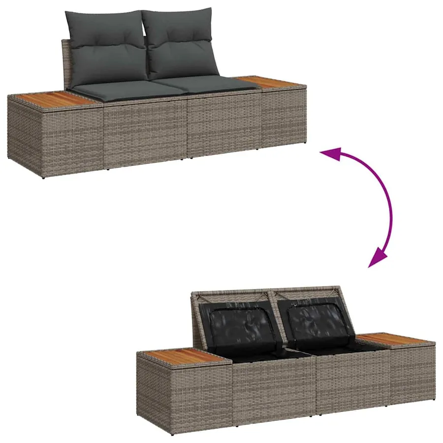 Ensemble de canapé de jardin avec coussin Gris polyrotin - 8