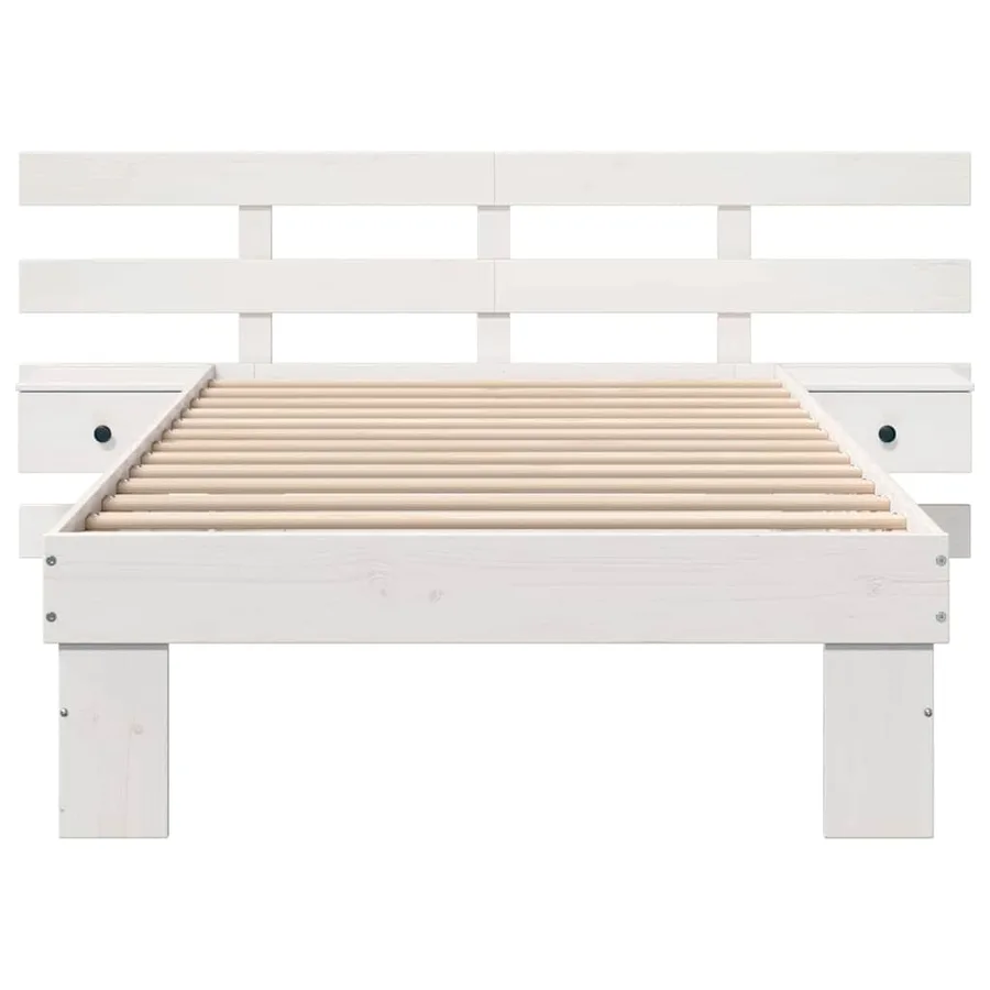 Cadre de lit avec tête de lit Blanc 75 x 190 cm Pin massif - 5