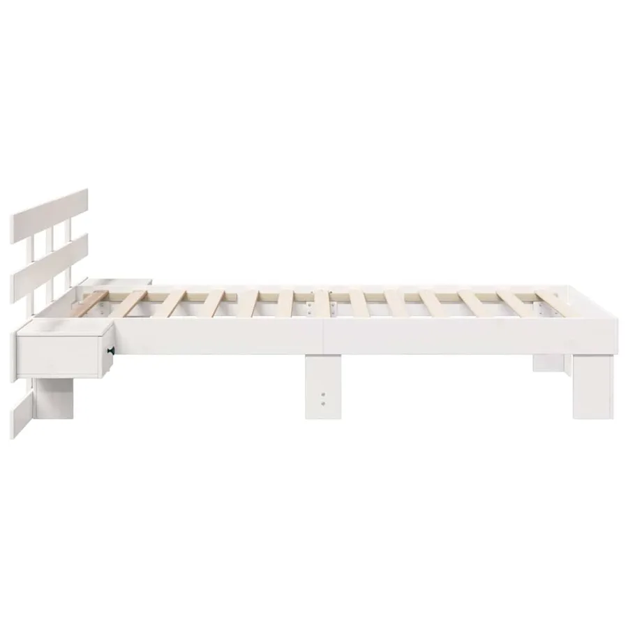 Cadre de lit avec tête de lit Blanc 75 x 190 cm Pin massif - 6