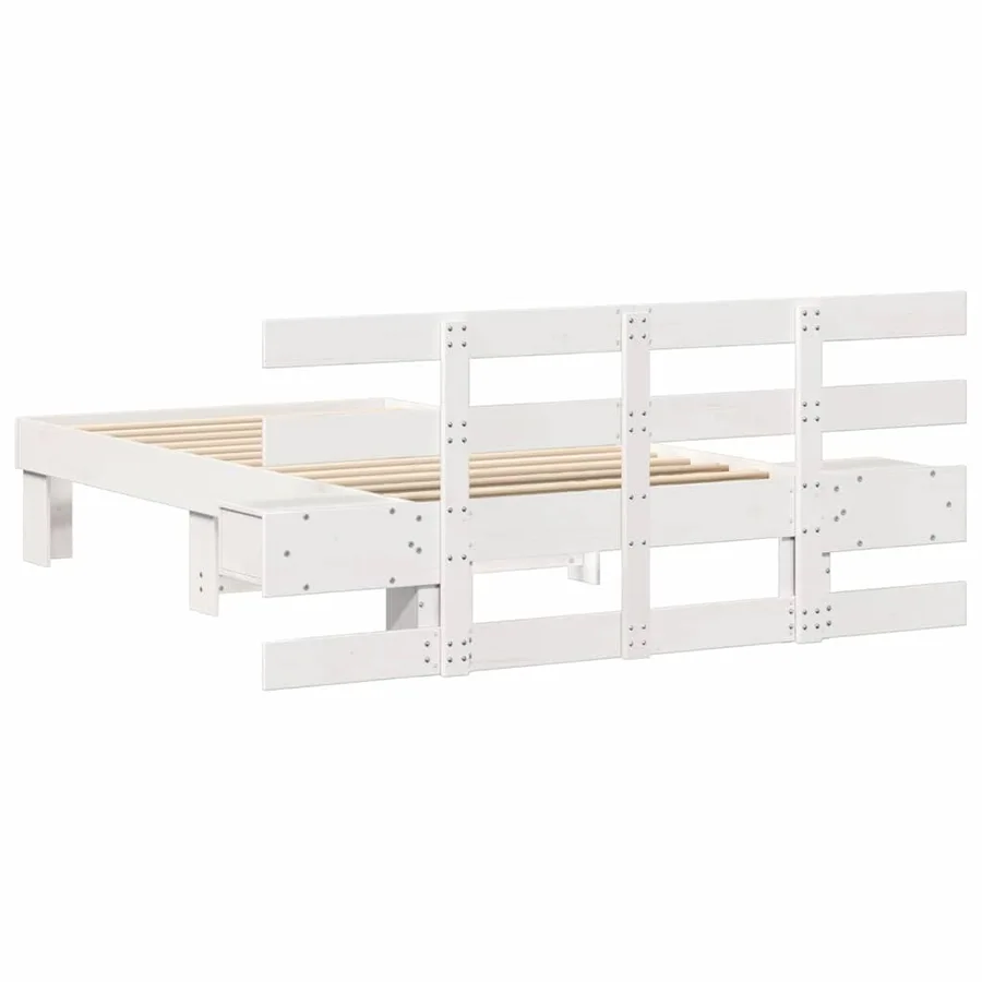 Cadre de lit avec tête de lit Blanc 75 x 190 cm Pin massif - 7