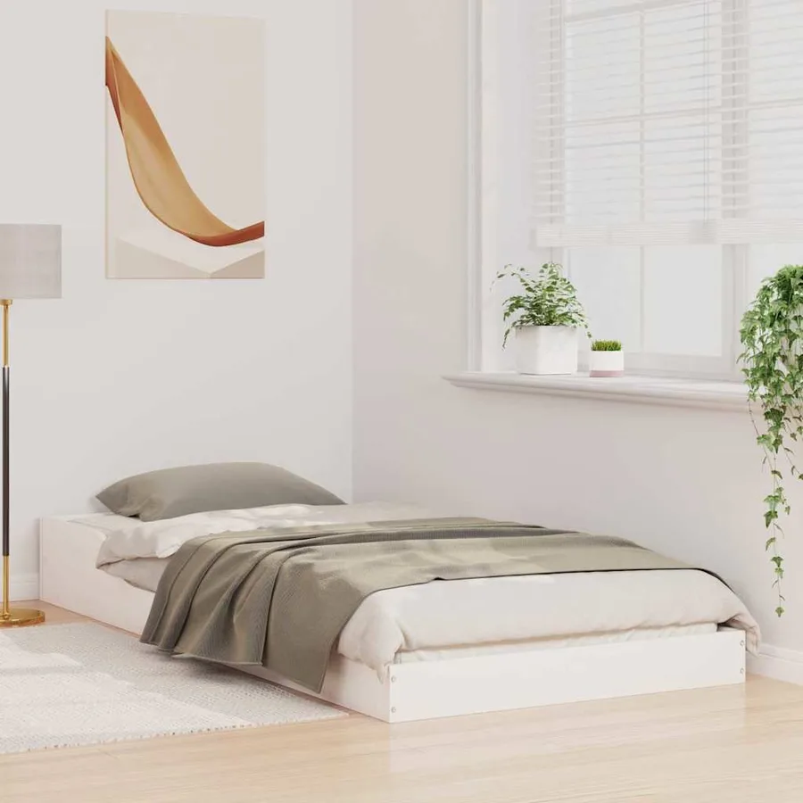 Cadre de lit Blanc 90 x 200 cm Pin massif - 3