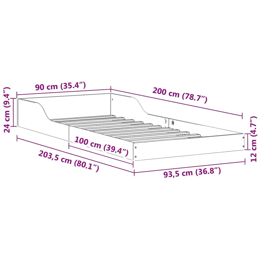 Cadre de lit Blanc 90 x 200 cm Pin massif - 8
