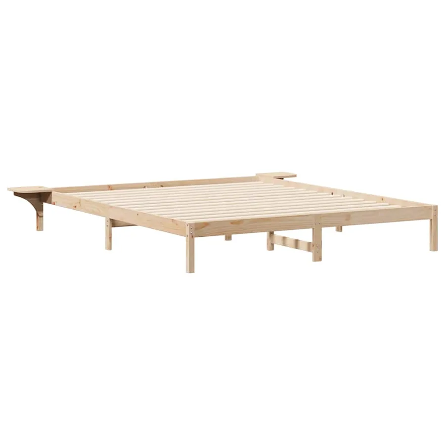 Cadre de lit avec tables de chevet Naturel 200 x 220 cm - 2