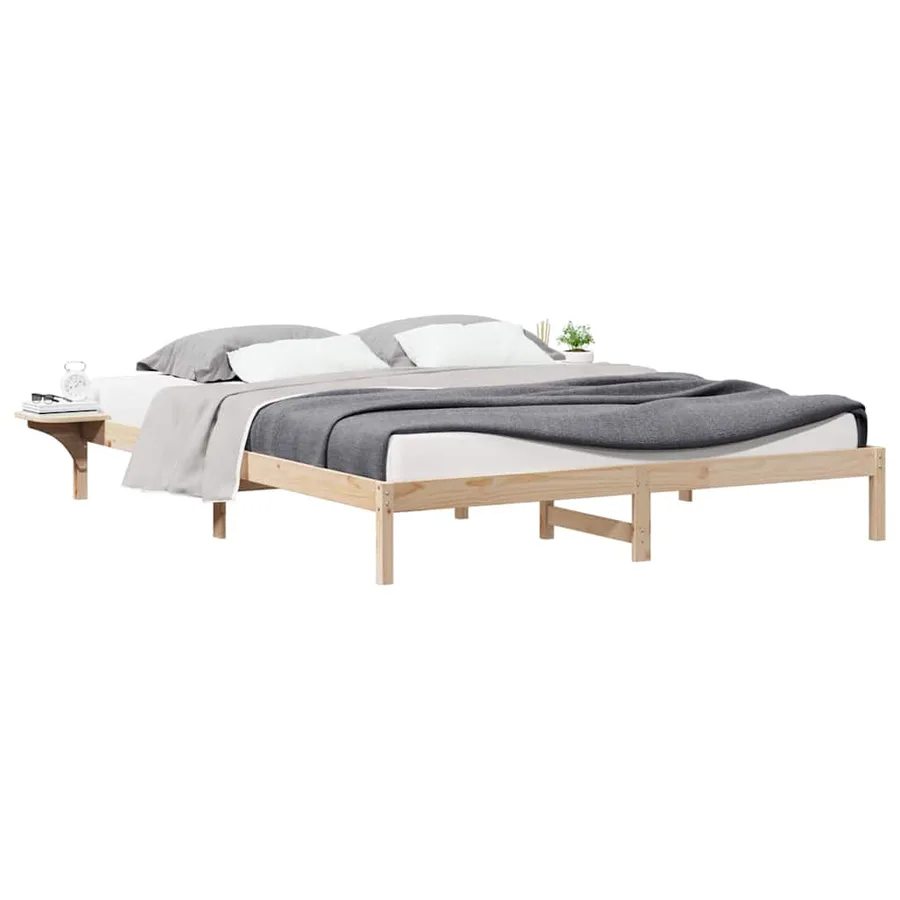 Cadre de lit avec tables de chevet Naturel 200 x 220 cm - 3