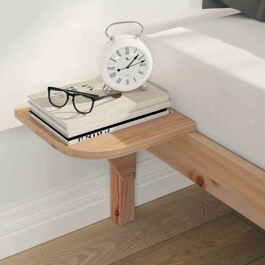Cadre de lit avec tables de chevet Naturel 200 x 220 cm - 4