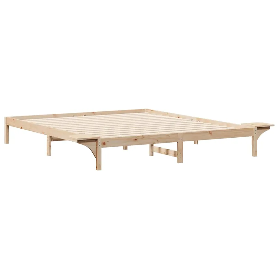 Cadre de lit avec tables de chevet Naturel 200 x 220 cm - 7