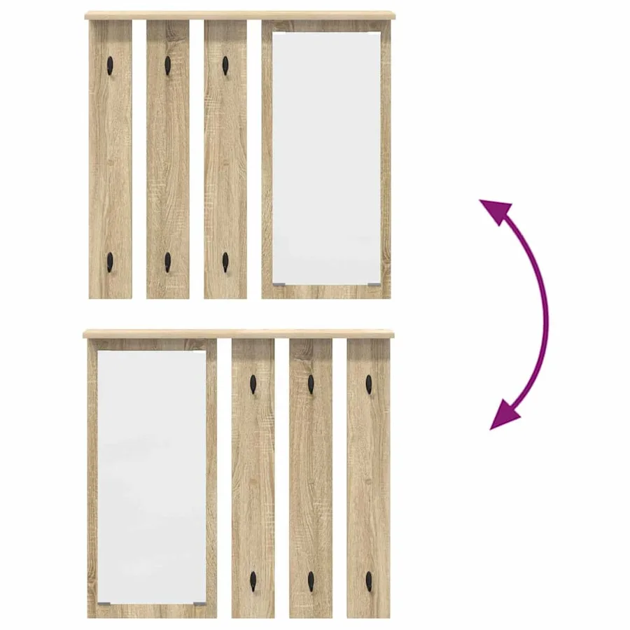 Porte-manteau mural avec étagère Chêne sonoma 84 x 10 x 80 cm - 10