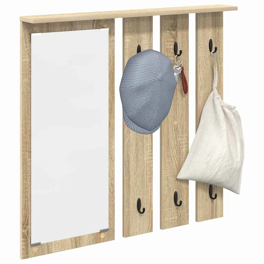 Porte-manteau mural avec étagère Chêne sonoma 84 x 10 x 80 cm - 3