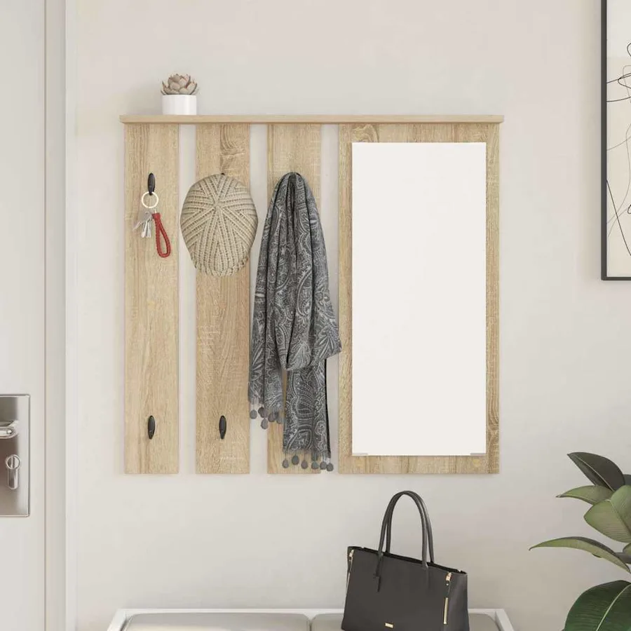 Porte-manteau mural avec étagère Chêne sonoma 84 x 10 x 80 cm - 4