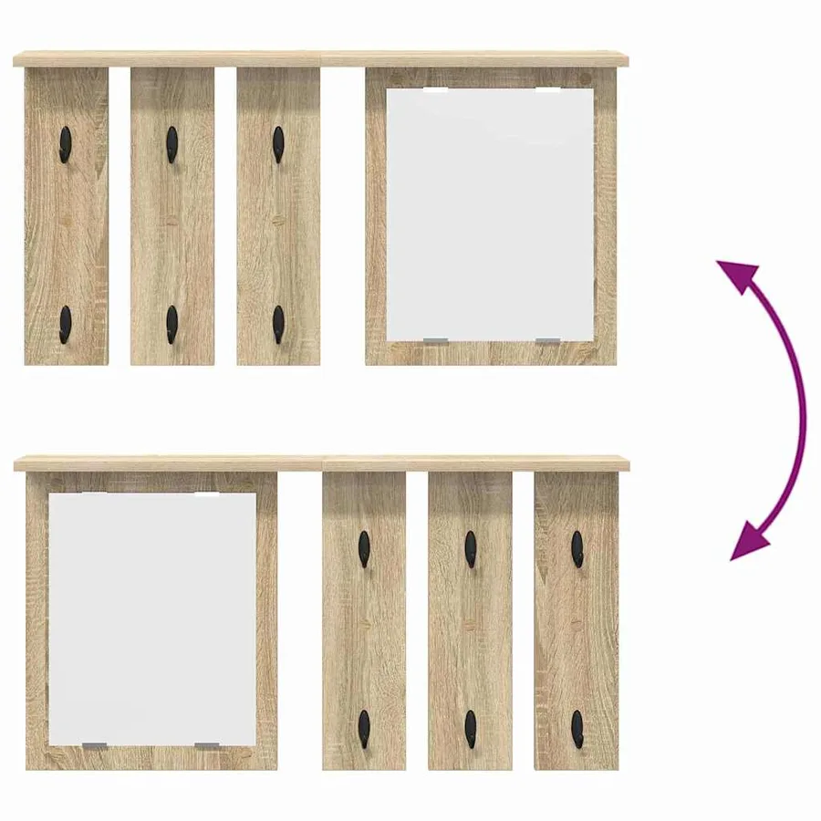 Porte-manteau mural avec étagère Chêne sonoma 85 x 10 x 45 cm - 10