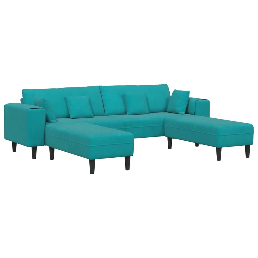 Canapé 3 pcs Turquoise 250 x 188 x 76 cm Velours - 2