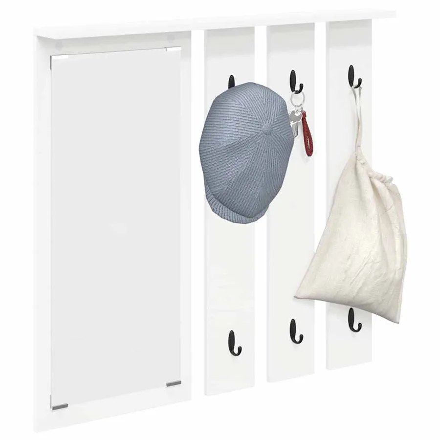 Porte-manteau mural Blanc 84 x 10 x 80 cm Bois d'ingénierie - 3