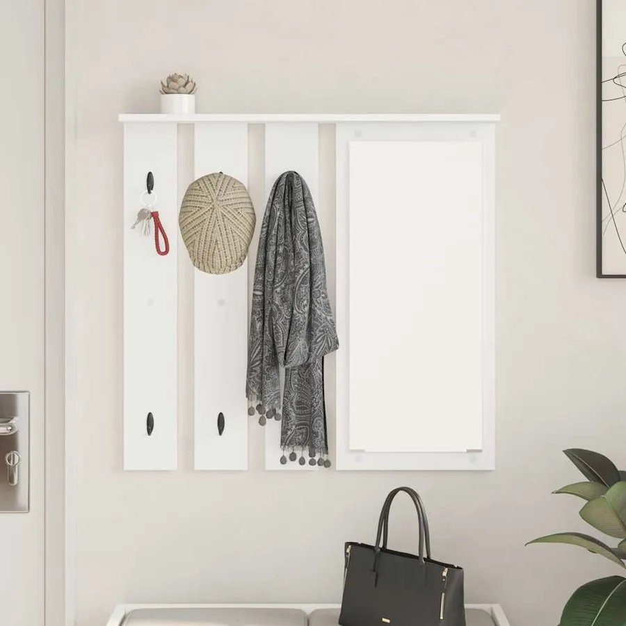 Porte-manteau mural Blanc 84 x 10 x 80 cm Bois d'ingénierie - 4
