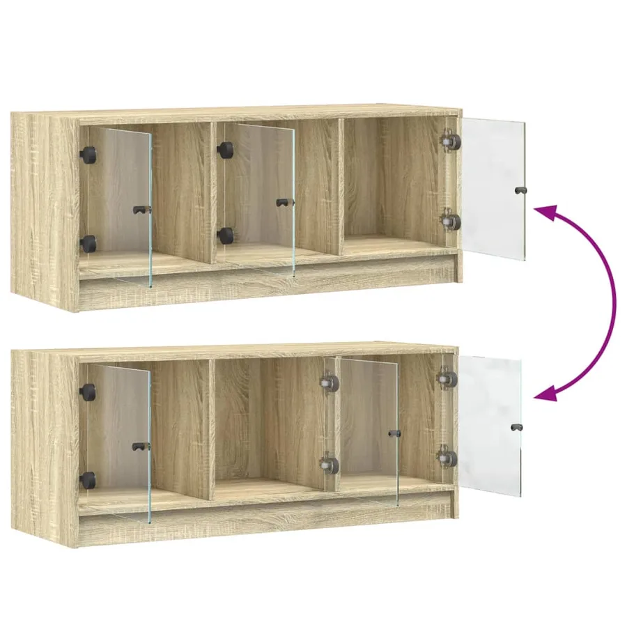 Meuble TV avec portes en verre chêne sonoma 102x37x42 cm - 10