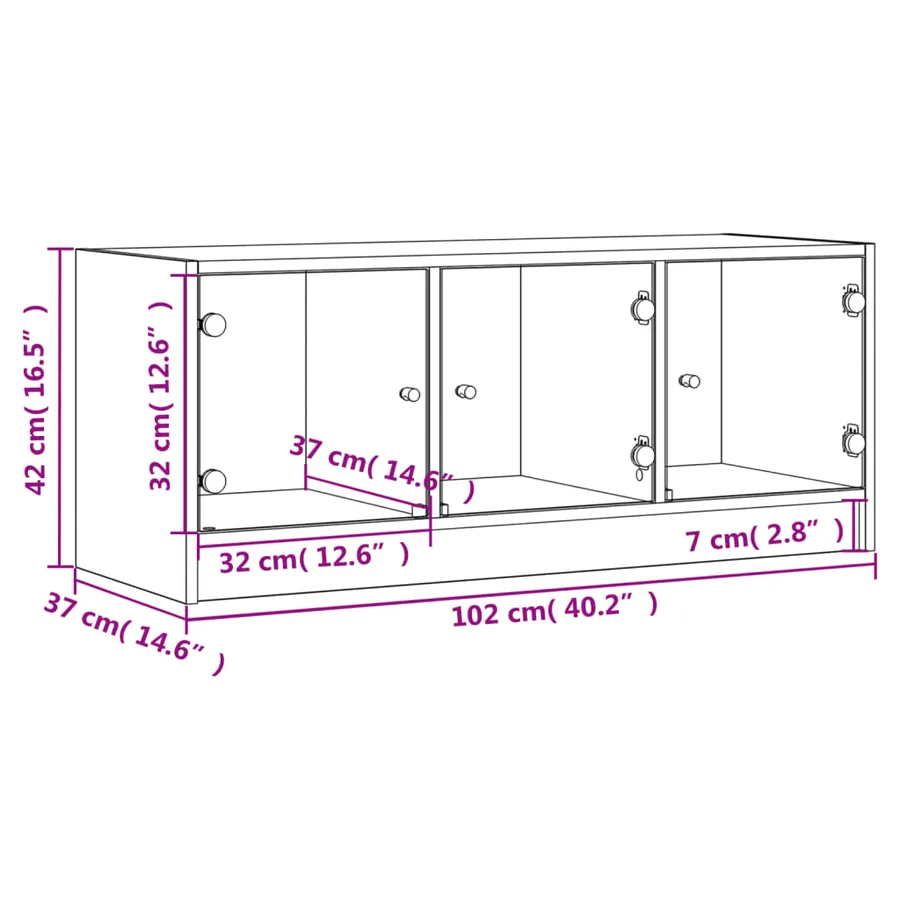 Meuble TV avec portes en verre chêne sonoma 102x37x42 cm - 12