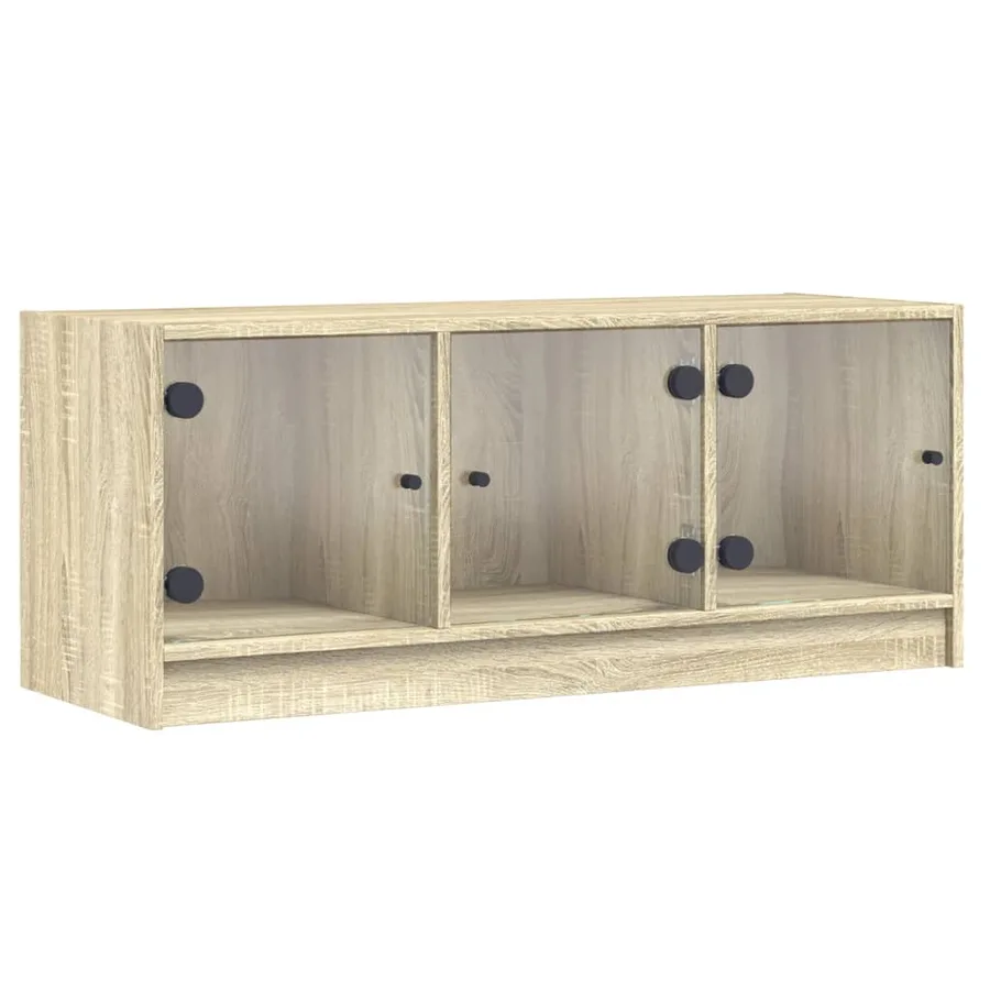 Meuble TV avec portes en verre chêne sonoma 102x37x42 cm - 2