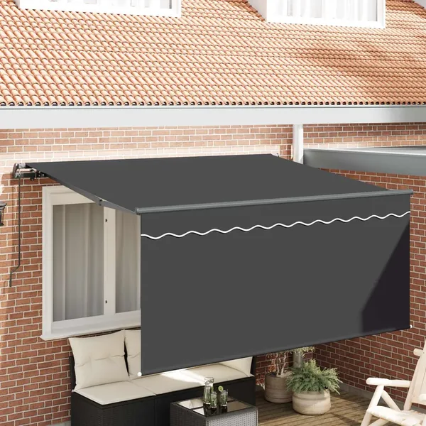 Auvent Rétractable Rayé Anthracite 300 x 200 cm tissu