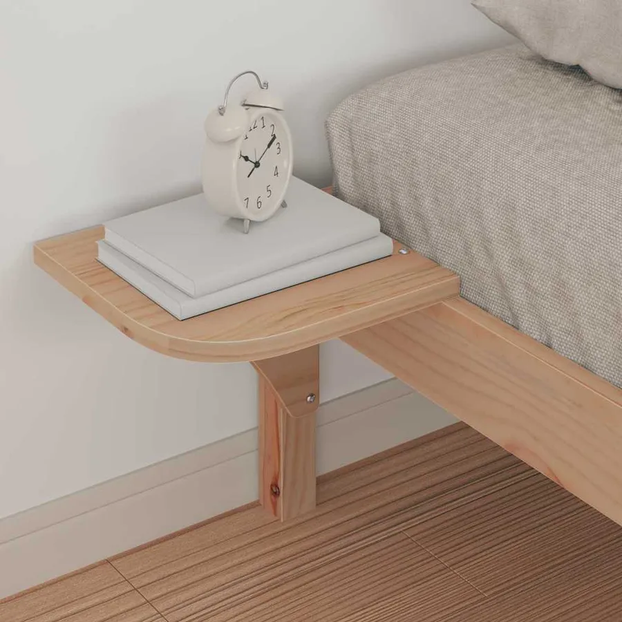 Cadre de lit avec tables de chevet Naturel 100 x 210 cm - 4